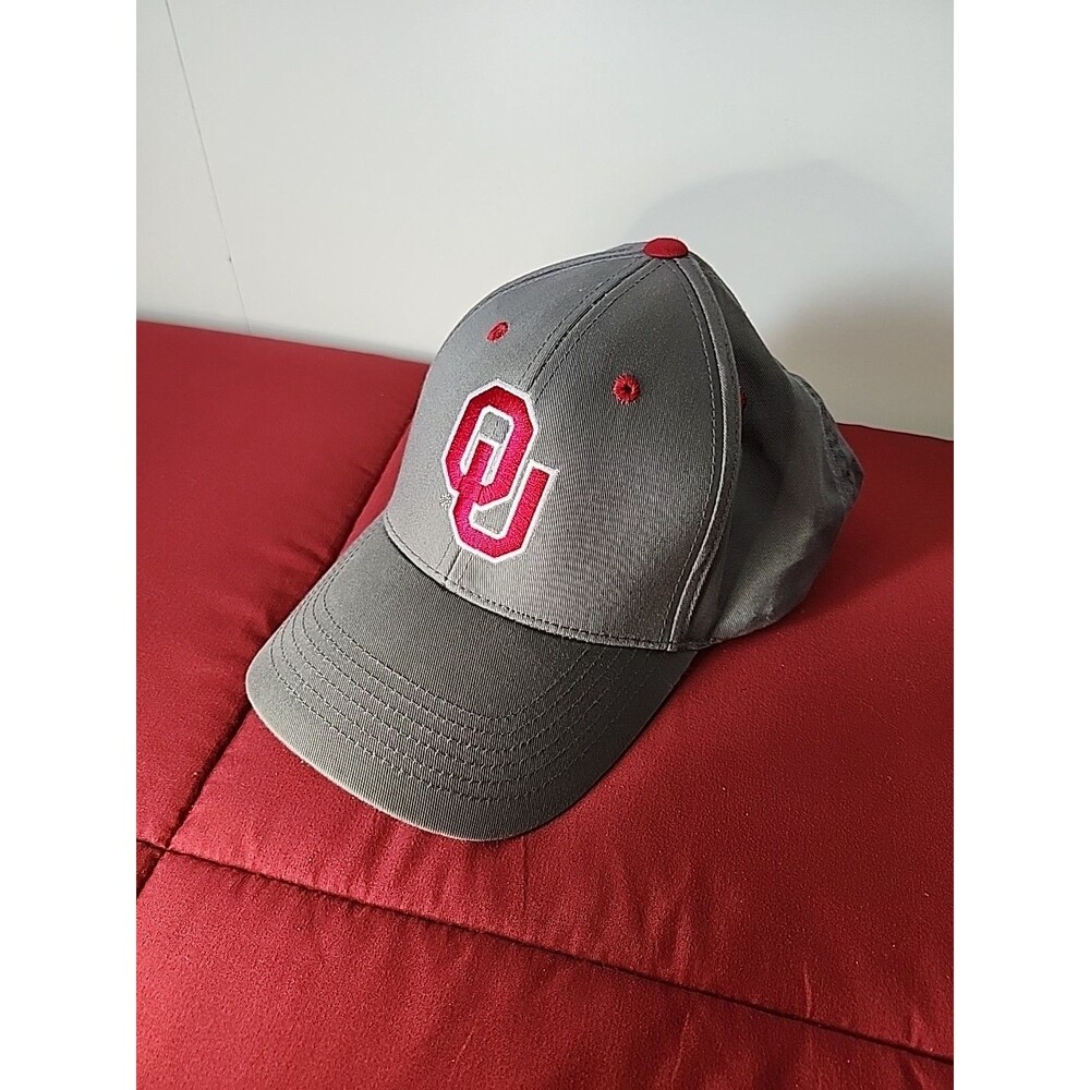 OU Oklahoma Baseball Hat Cap Sooners Structured Adjust Gray Captivating Headwear - Picture 2 of 10